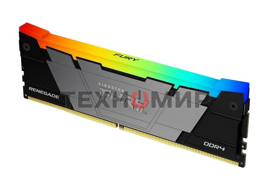 Оперативная память Kingston Fury Renegade, DDR4, 32GB (1x32GB), 3200MHz, CL16, DIMM, с радиатором, RGB, серебристый/черный