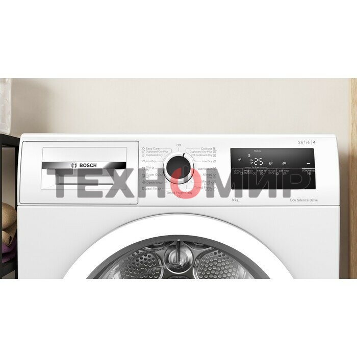 Сушильная машина Bosch WTN86211ME белый, 8 кг, сушка - конденсационная, программ - 13, 59.8 x 84.2 x 61.3 см