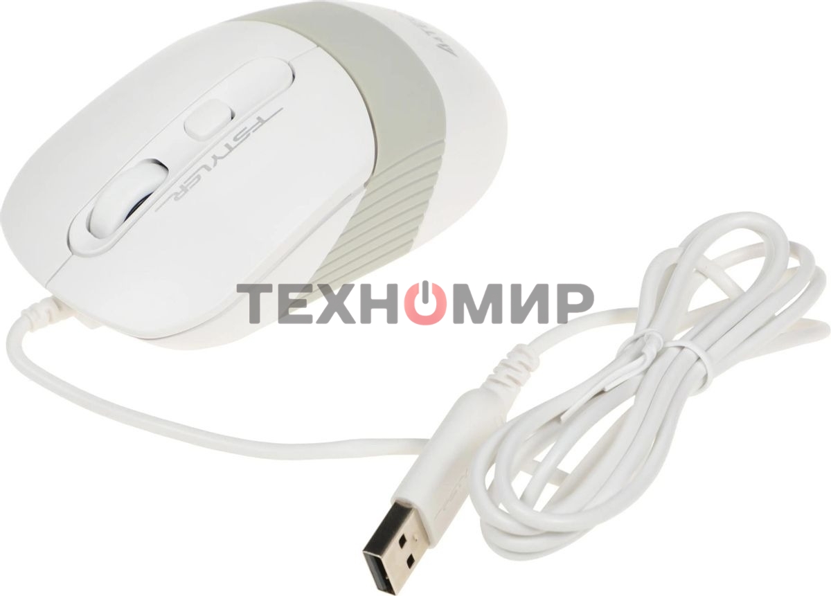 Мышь проводная A4Tech Fstyler FM10 белый/серый, 1600 dpi, USB, кнопки - 4