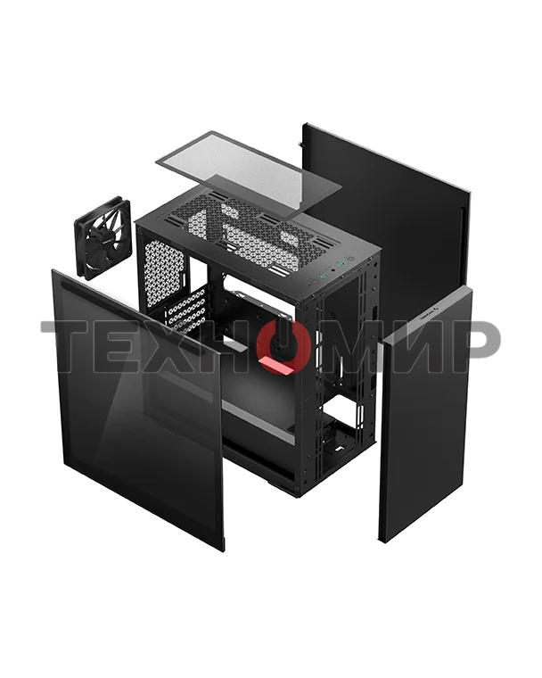 Компьютерный корпус Deepcool MACUBE 110 BK без БП, боковое окно (закаленное стекло), черный, mATX