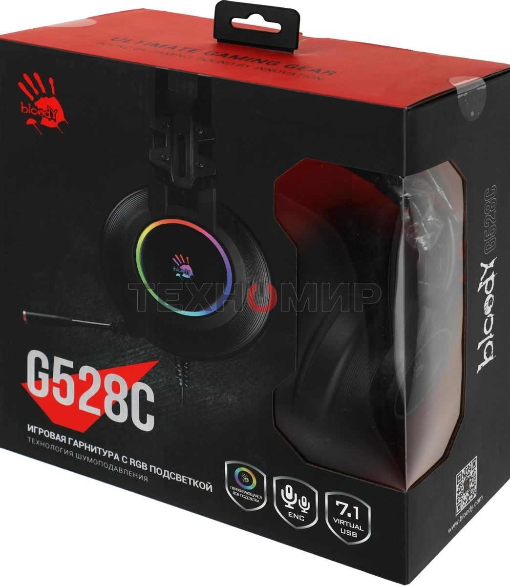 Гарнитура проводная с микрофоном A4 Bloody G528C черный 1.8м мониторы USB оголовье (G528C)