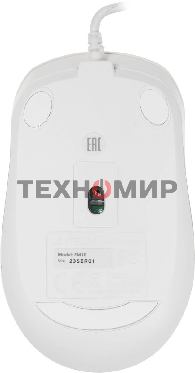 Мышь проводная A4Tech Fstyler FM10 белый/серый, 1600 dpi, USB, кнопки - 4