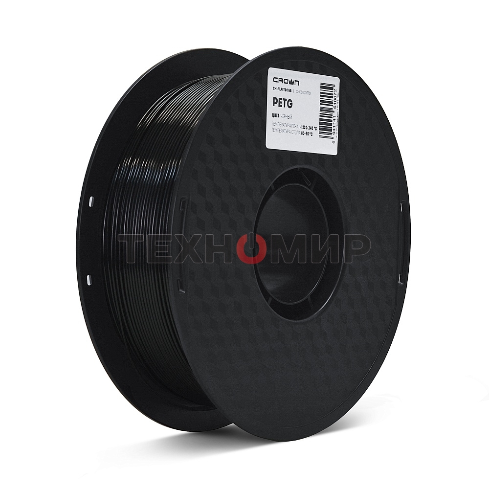 Филамент Crown Micro CM-FILPETG016B PETG 1.75 1кг черный