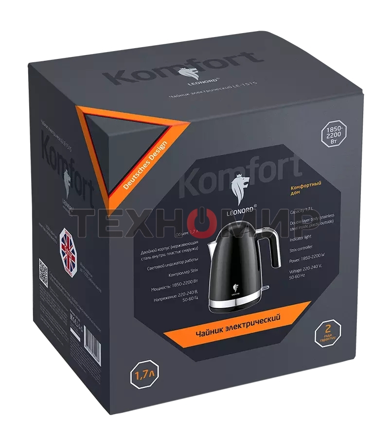 Чайник электрический LEONORD LE-1515 1.7 л черный (107160)