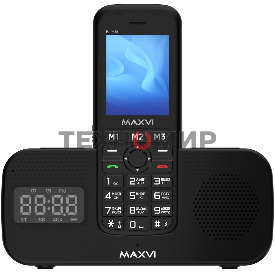 Мобильный телефон Maxvi RT-03 + док-станция, черный