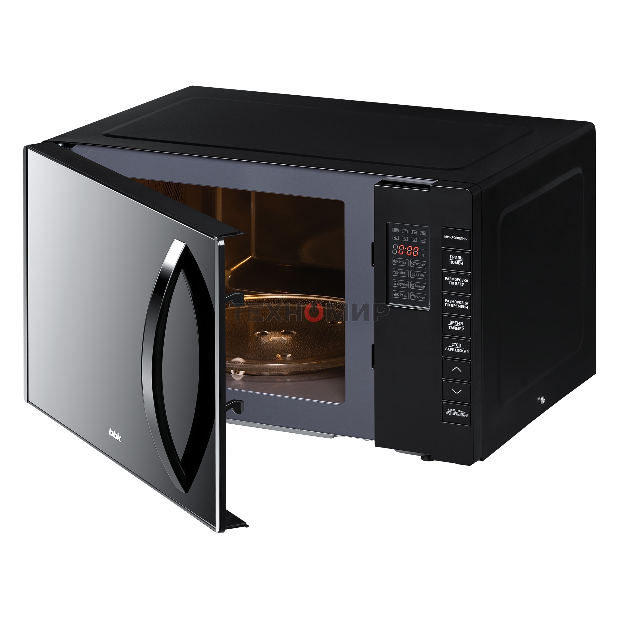 Микроволновая печь BBK 23MWG-850T/B-M черный, 23 л, 800 Вт, переключатели - кнопки