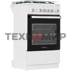 Плита газовая De Luxe 5040.30г (кр) ЧР белый/черный, конфорок 4 шт, духовка 43 л, 50 см x 85 см x 50 см