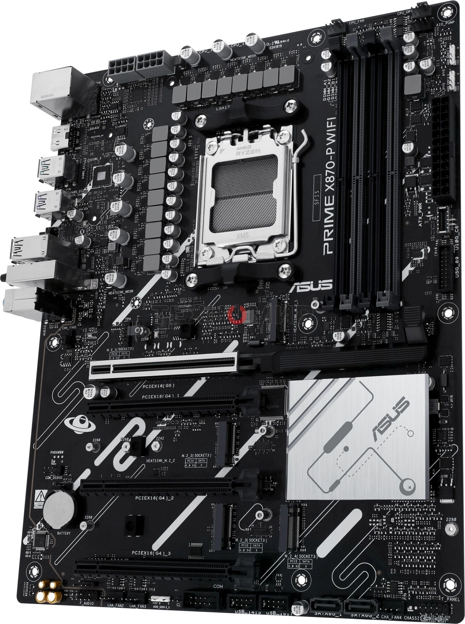 Материнская плата ASUS PRIME X870-P WIFI, AM5, AMD X870, 4xDDR5, 2xSATA, 4xM.2, 1xPCI-E 5.0 x16, 2xPCI-E 4.0 x1, 1xHDMI, 2xUSB-C, 1x 2.5Gb LAN, 4xUSB-A 3.2 Gen 1, 1xUSB-A 3.2 Gen 2, 4xUSB-A 2.0, 3x3.5 мм, 7.1, 1xWi-Fi 7, ATX