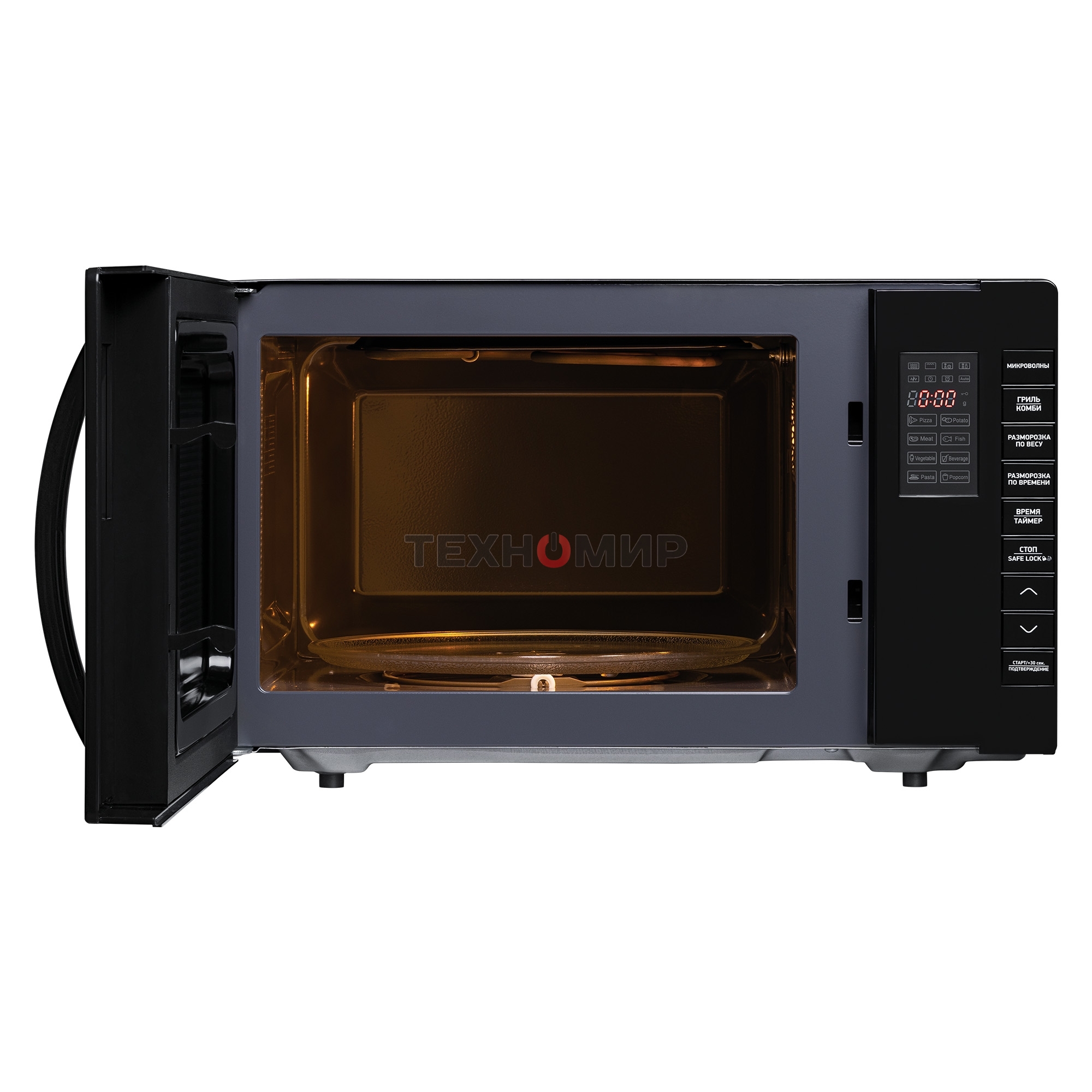 Микроволновая печь BBK 23MWG-850T/B-M черный, 23 л, 800 Вт, переключатели - кнопки