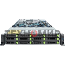 Серверная платформа Gigabyte R283-S96/2U/2xIntel (Gen 4/5)/2xHS/32xDIMM/12xLFF NVME/SAS/SATA + 2xSFF SAS/SATA/2xGbE/2xOCP 3.0/4xFHHL/2x2000W/Rails