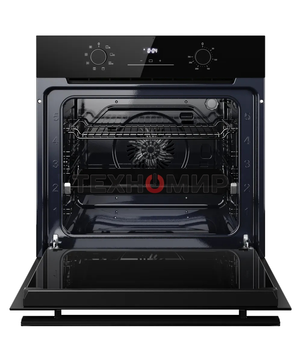 Духовой шкаф Kuppersberg HO 608 BB Glass, High-Tech, 78 л, цвет черный, цвет фурнитуры черный, поворотное управление, дисплей, таймер, 8 режимов, макс. температура 310 градусов, телескопические направляющие (на 1 уровень)