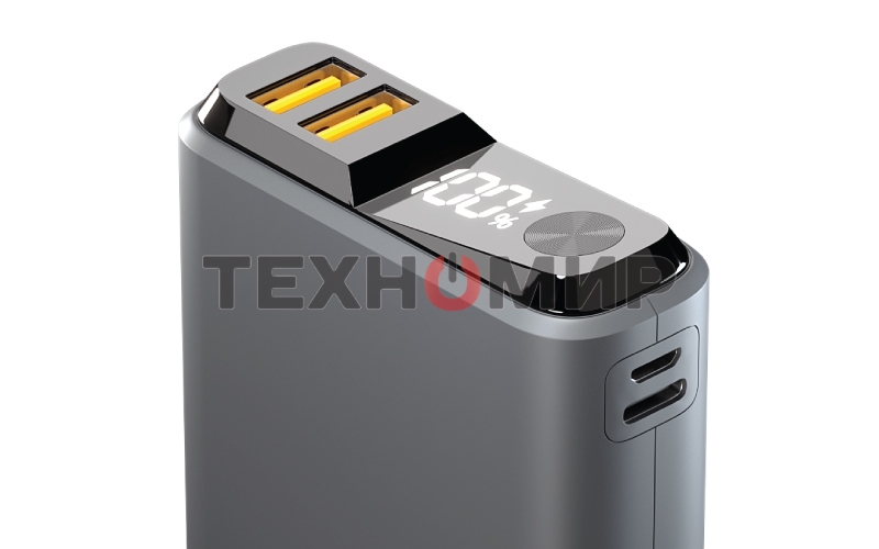 Портативный аккумулятор OLMIO QS-10, 10000mAh, 22.5W QuickCharge3.0/PowerDelivery, LCD, темно-серый