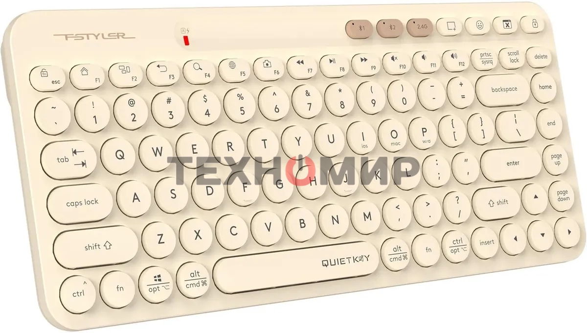 Клавиатура беспроводная A4Tech Fstyler FBK36C AS, USB, Bluetooth/Радиоканал, бежевый