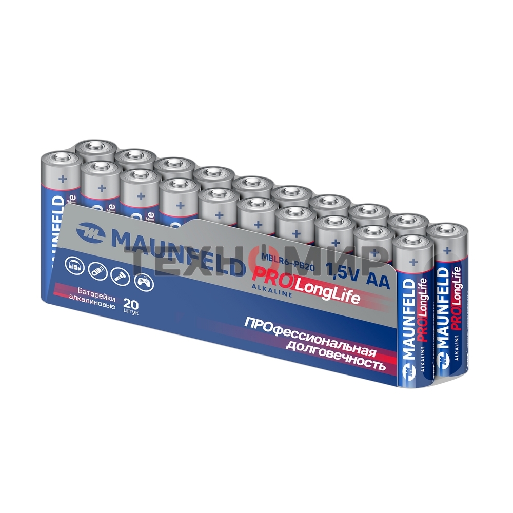 Батарейки Maunfeld PRO Long Life Alkaline AA (LR6) MBLR6-PB20, спайка 20 шт., 1.5 В