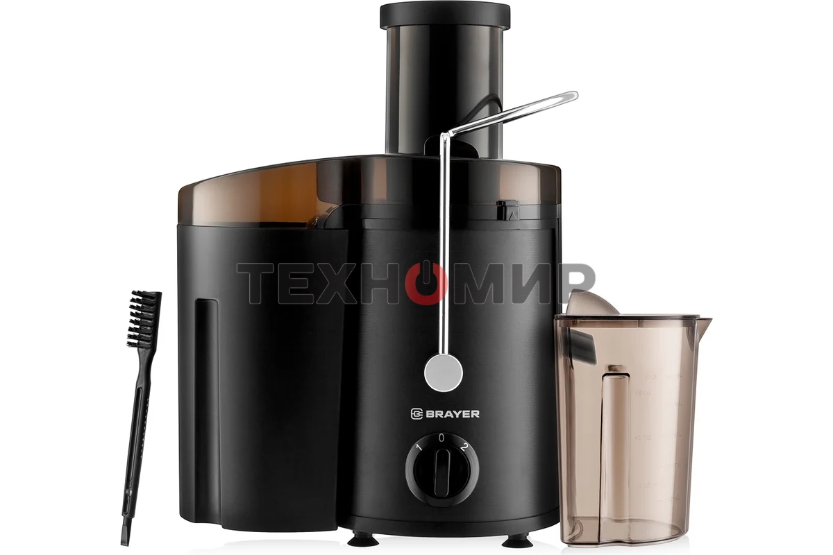 Соковыжималка BRAYER BR1702 центробежная, 500 Вт, 2 скор,рез.для сока 0,5л, рез для мякоти 1,6 л