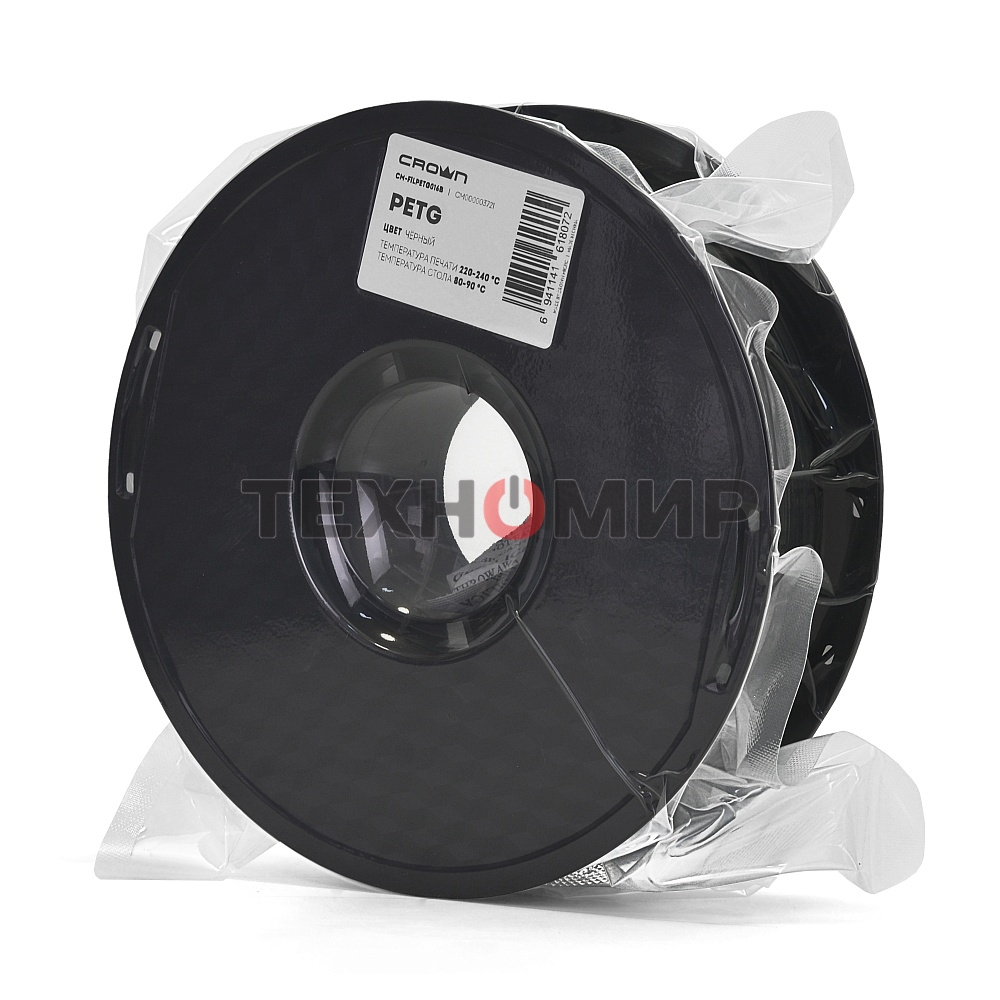 Филамент Crown Micro CM-FILPETG016B PETG 1.75 1кг черный