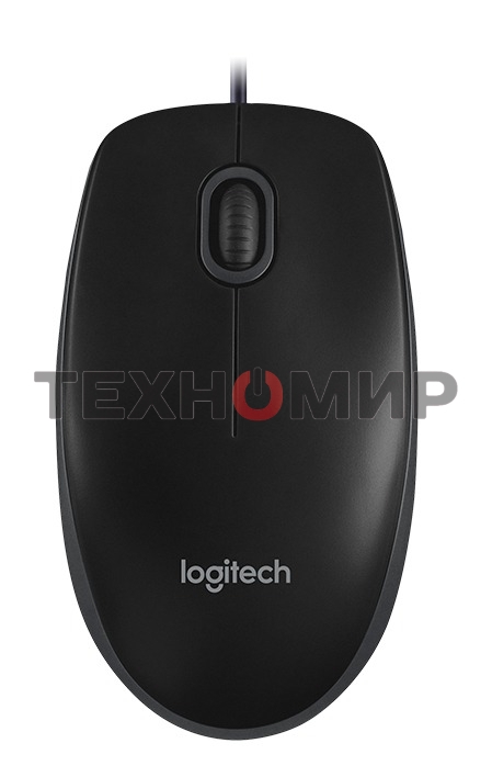 Мышь проводная Logitech B100 черный, 1000 dpi, USB, кнопки - 3