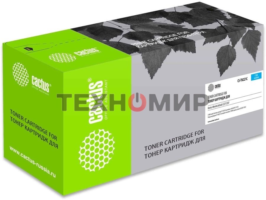 Картридж лазерный Cactus CS-TN221C голубой (21000 стр.) для Konica Minolta bizhub C227/C287