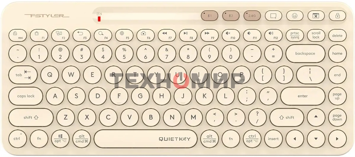 Клавиатура беспроводная A4Tech Fstyler FBK36C AS, USB, Bluetooth/Радиоканал, бежевый