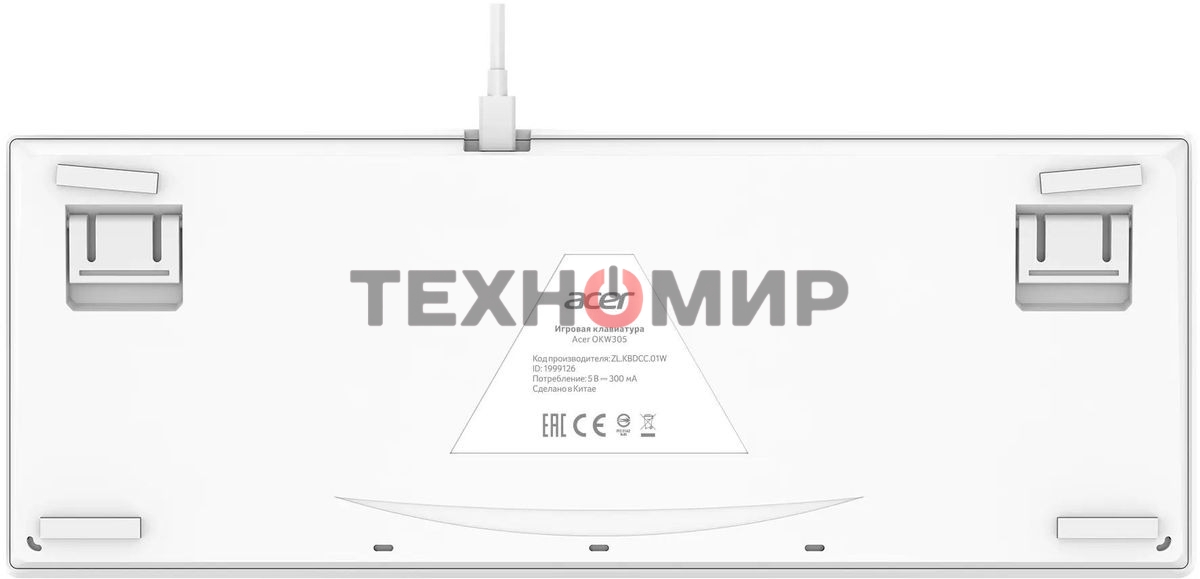 Клавиатура проводная Acer OKW305, USB, белый