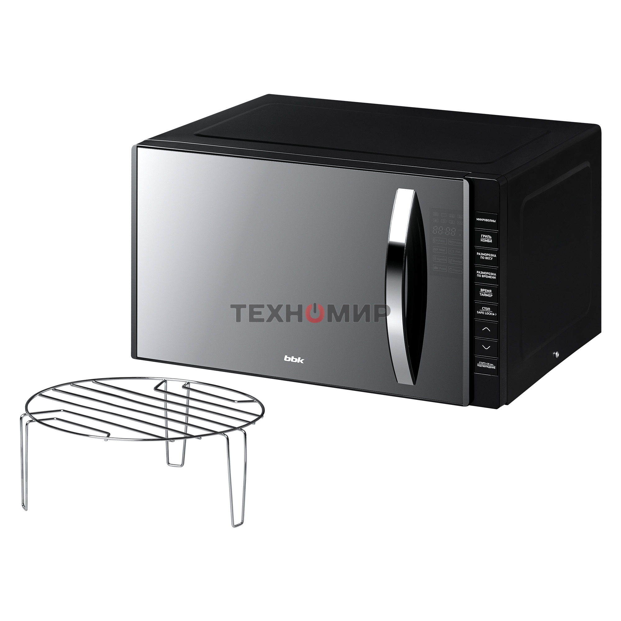 Микроволновая печь BBK 23MWG-850T/B-M черный, 23 л, 800 Вт, переключатели - кнопки