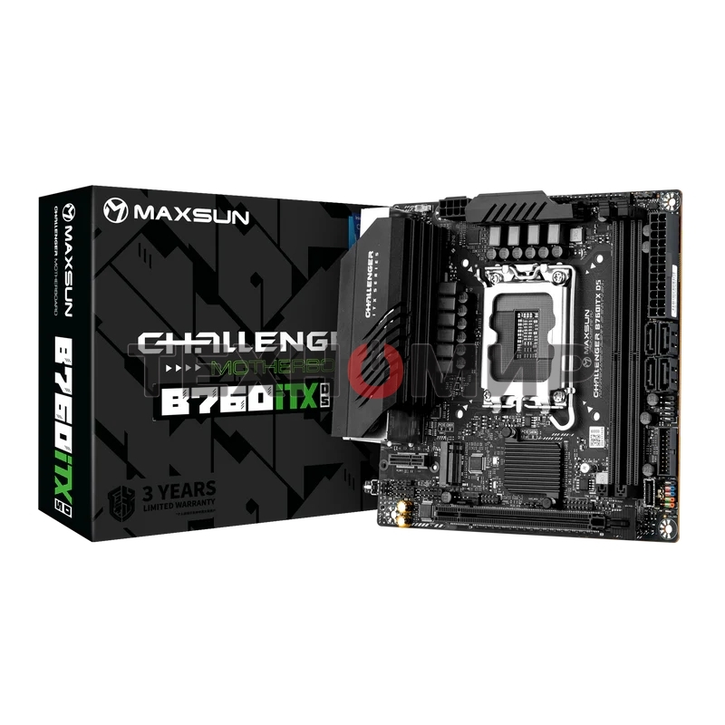 Материнская плата Maxsun Challenger B760ITX D5, LGA 1700, Intel B760, 2xDDR5, 4xSATA, 2xM.2, 1xPCIe 5.0 x16, 2xHDMI, 2xDP, 2x 2.5Gb LAN, 2xUSB 3.2 Gen 1, 4xUSB 2.0, 5.1, Mini-ITX