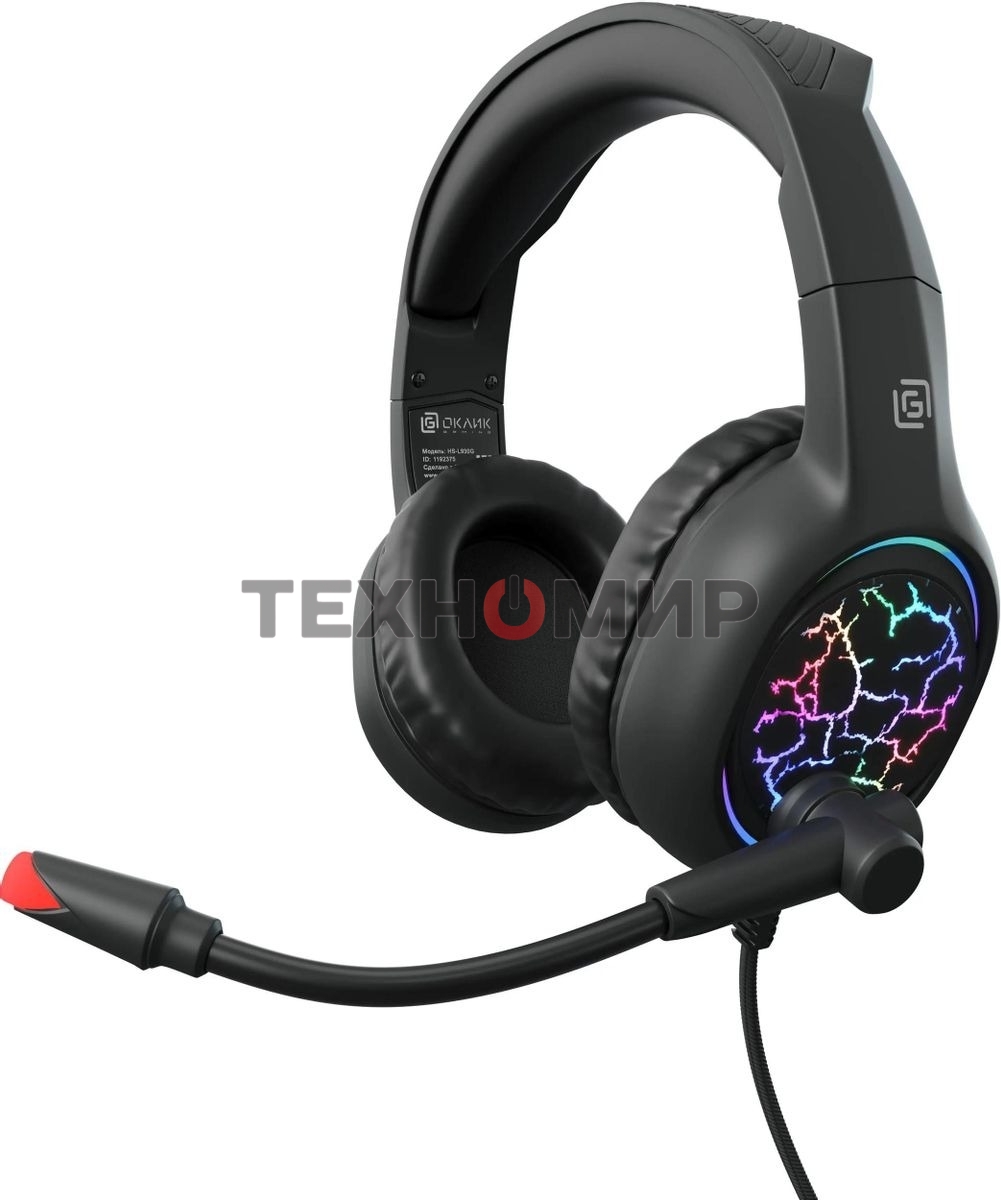 Наушники с микрофоном Oklick HS-L930G SNORTER черный/синий 2м мониторные USB оголовье (HS-L930G)
