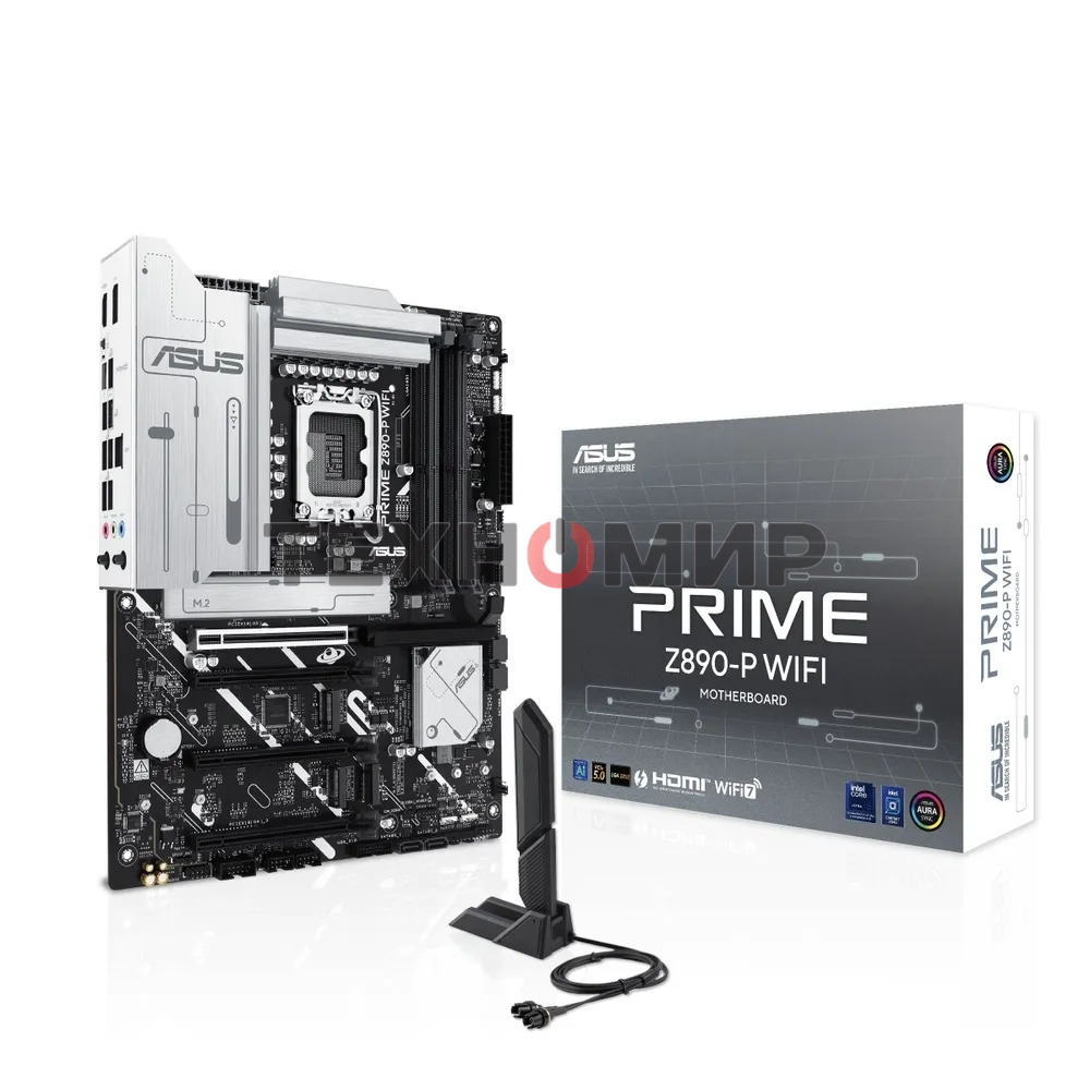 Материнская плата ASUS PRIME Z890-P WIFI, LGA 1851, Intel Z890, 4xDDR5, 4xSATA, 4xM.2, 1xPCIe 5.0 x16, 2xPCIe 4.0 x4, 1xPCIe 4.0 x1, 1xHDMI, 1xDP, 1xUSB-C (видеовыход), 2xUSB-A 3.2 Gen 1, 1xUSB-A 3.2 Gen 2, 4xUSB-A 2.0, 1xUSB-C Thunderbolt 4, 1x 2.5Gb LAN