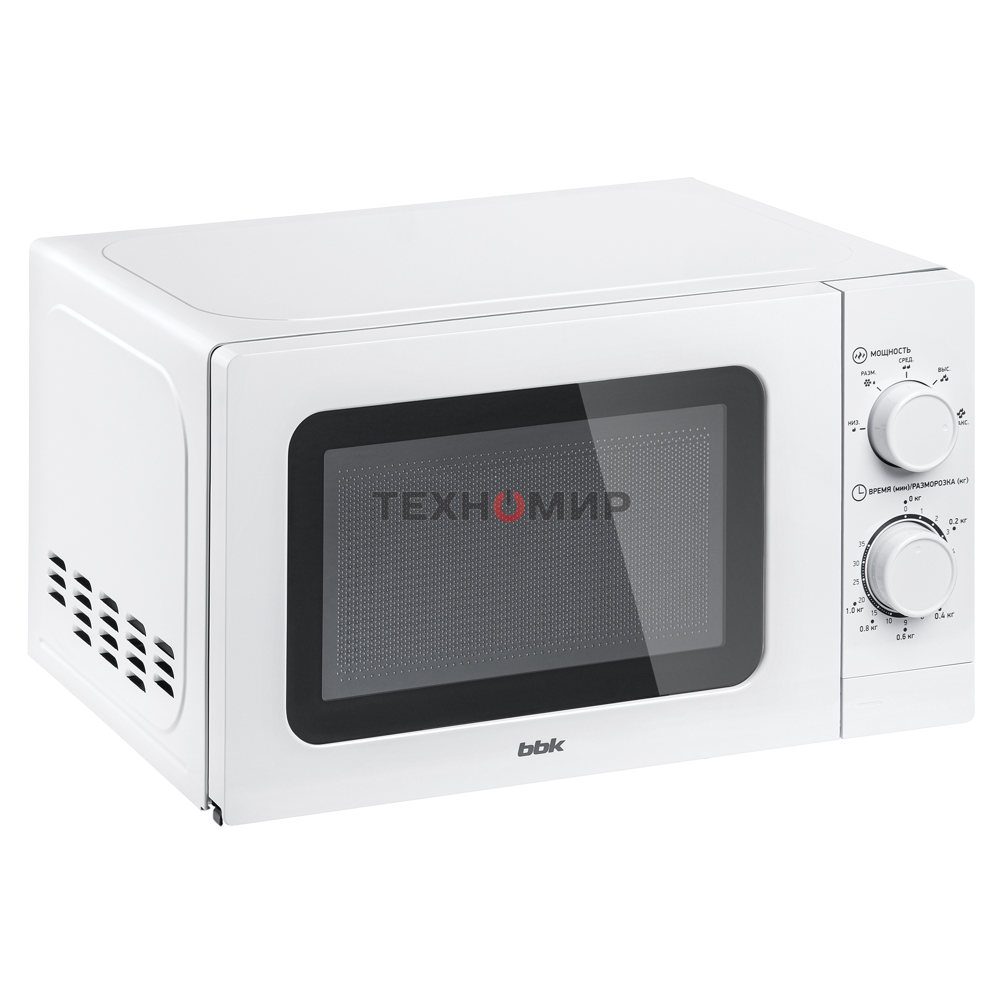 Микроволновая печь BBK 20MWS-786M/W белый, 20 л, 700 Вт, переключатели - поворотный механизм