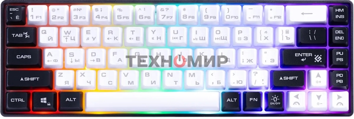 Игровая клавиатура проводная Defender Aris GK-349 RU,бел/черный,68кн+FN,радуж,1.5м