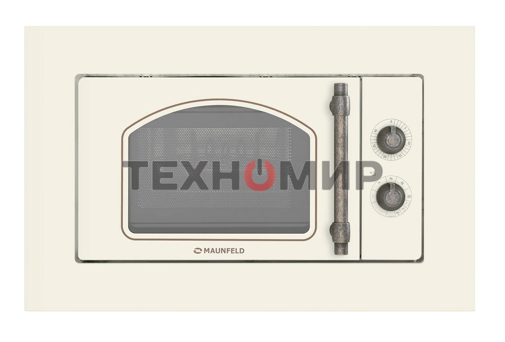 Встраиваемая микроволновая печь Maunfeld JBMO.20.5ERIB слоновая кость, 20 л, 700 Вт, переключатели - поворотный механизм