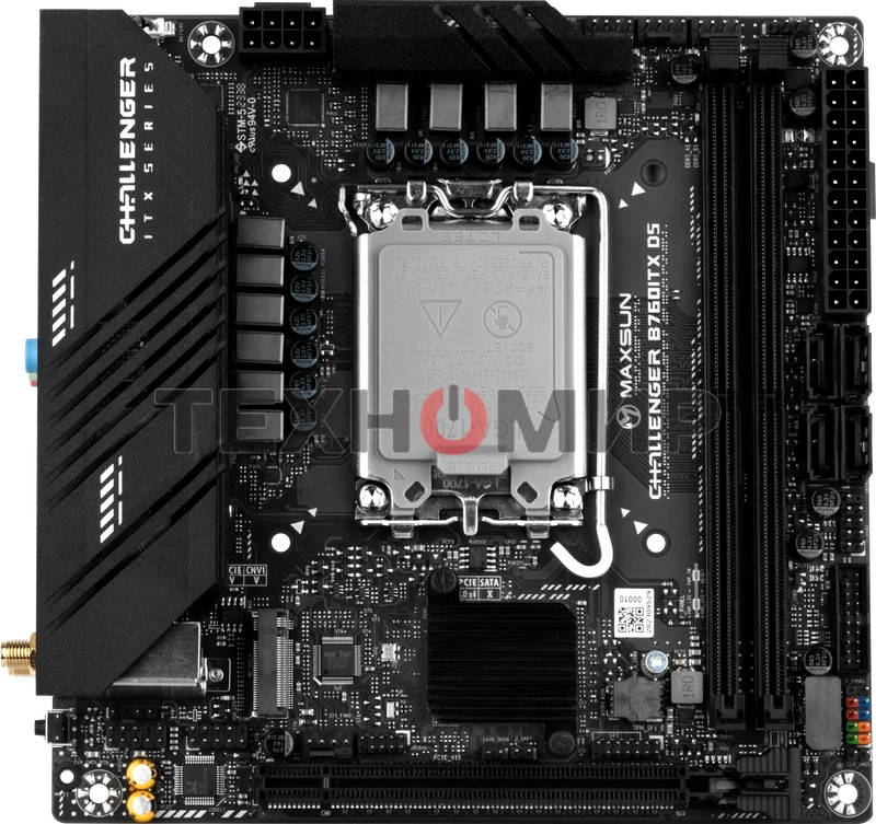 Материнская плата Maxsun Challenger B760ITX D5, LGA 1700, Intel B760, 2xDDR5, 4xSATA, 2xM.2, 1xPCIe 5.0 x16, 2xHDMI, 2xDP, 2x 2.5Gb LAN, 2xUSB 3.2 Gen 1, 4xUSB 2.0, 5.1, Mini-ITX