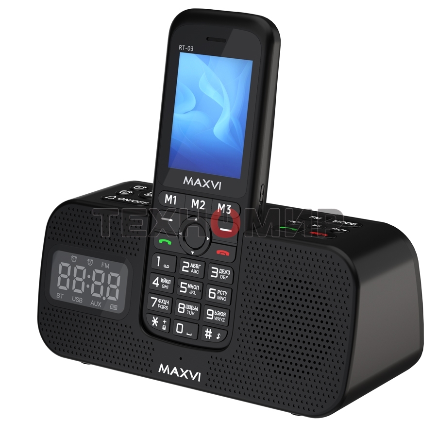 Мобильный телефон Maxvi RT-03 + док-станция, черный