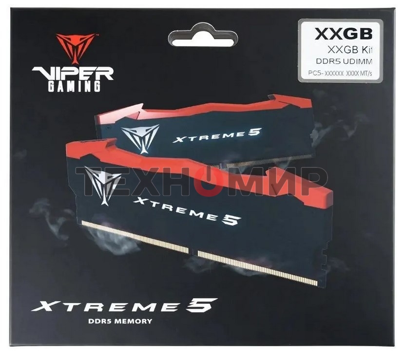 Оперативная память Patriot Viper Xtreme 5, DDR5, 32GB (2x16GB), 8200MHz, CL38, DIMM, с радиаторами, черный