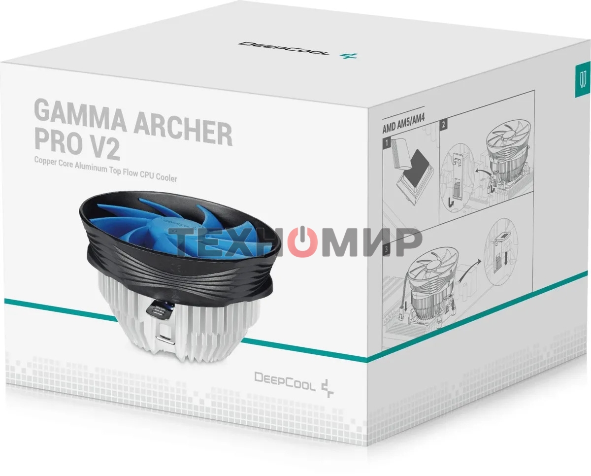 Кулер для процессора DEEPCOOL GAMMA ARCHER PRO V2 черный/синий, 120 мм, алюминий/медь, 1600 об/мин, 21 дБ, 4 pin, 110 Вт, 65.5 мм