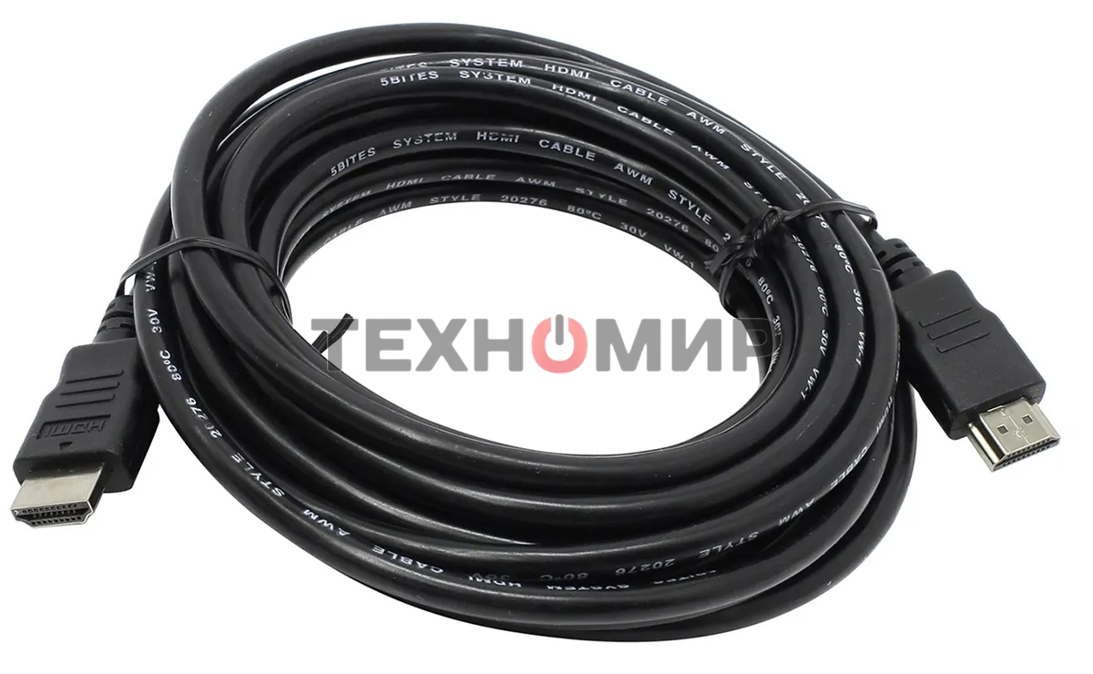 Кабель HDMI/DVI 5bites APC-005-050 HDMI M/HDMI M V1.4b, высокоскоростной, ethernet+3D, 5м.