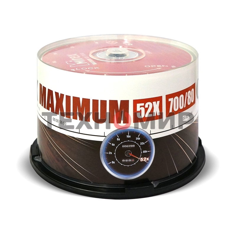Диск CD-R Mirex 700 Mb, 52х, Maximum, Cake Box (50), (50/300)