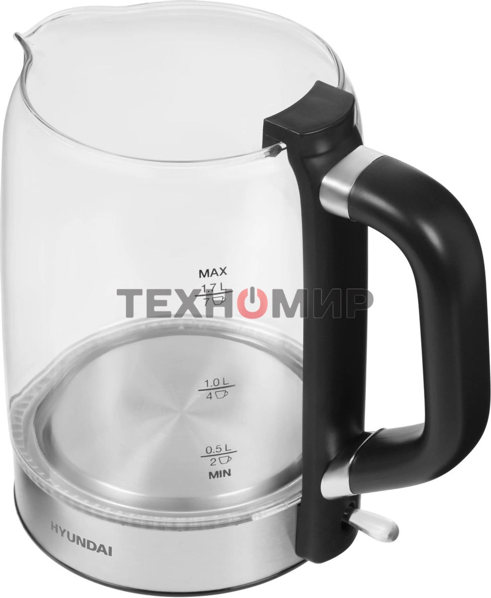 Чайник электрический Hyundai HYK-G5501 1.7 л, 2200 Вт, серебристый/черный