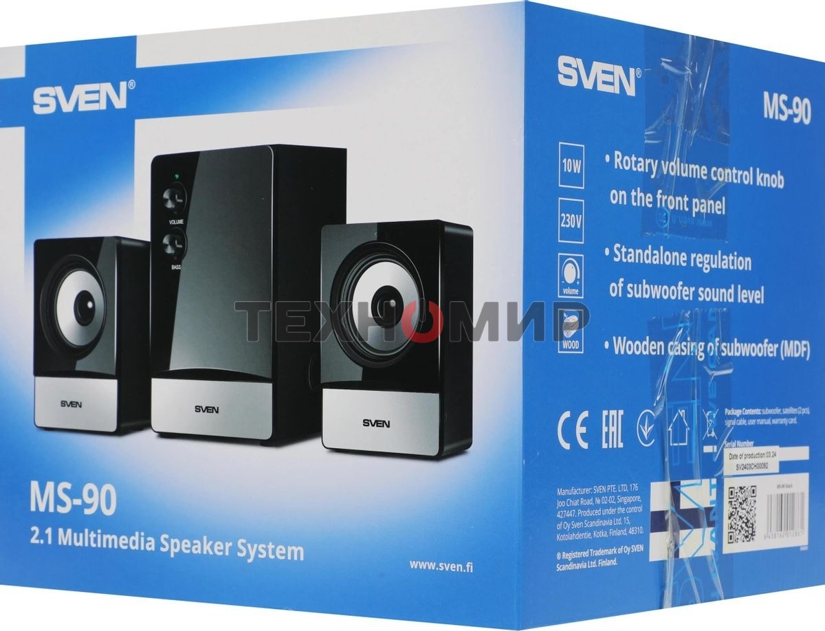 Акустическая система SVEN MS-90 черный (2x2.5W+ сабвуфер 5W, дерево)
