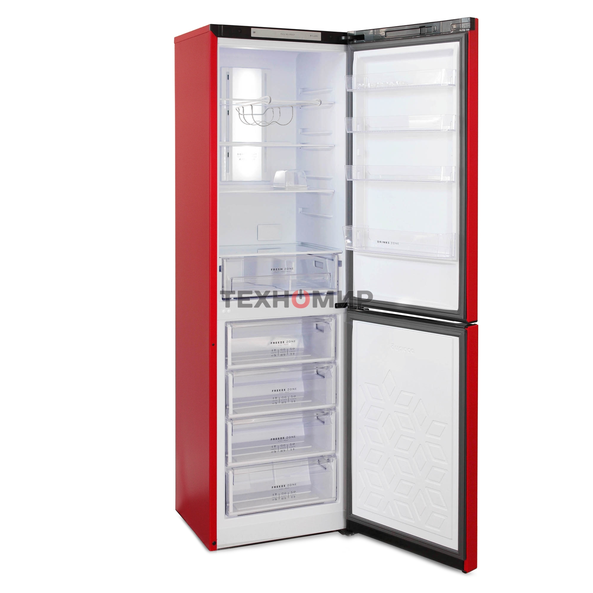 Холодильник Бирюса Б-H980NF красный двухкамерный 240/130л морозила снизу, No Frost