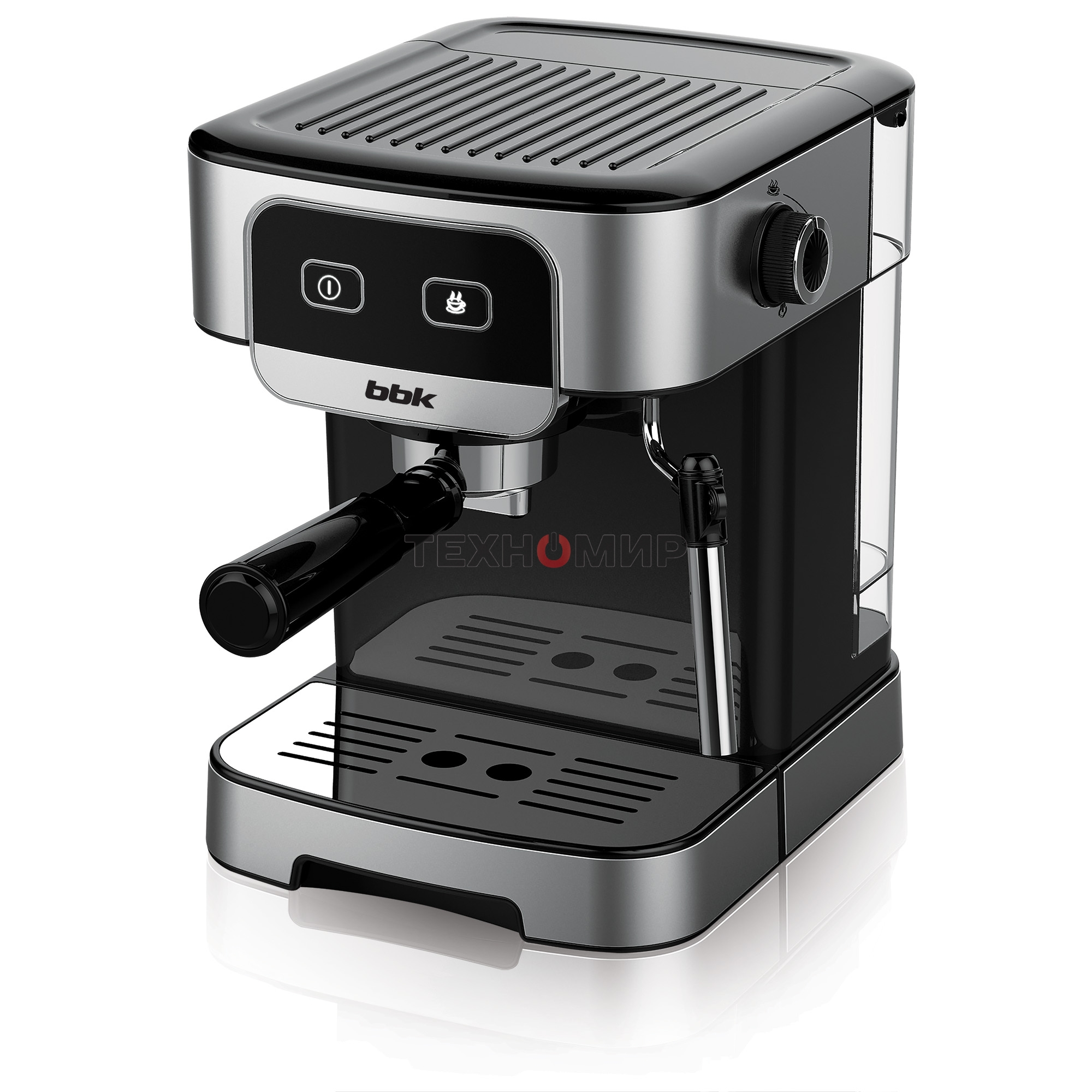 Кофеварка рожковая BBK BCM1500 черный/нержавеющая сталь, исп. кофе - молотый, 1.8 л, 1200 Вт, 20 бар