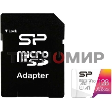 Флеш карта microSD 128Gb Silicon Power Elite A1 microSDXC Class 10 UHS-I U3 100 Mb/s (SD адаптер)