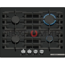 Газовая варочная панель Bosch 60 см, закаленное стекло, независимая, черная