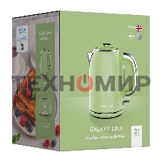 Чайник электрический Galaxy Line GL 0344, райская олива, металл, 2200 Вт, 1.7 л