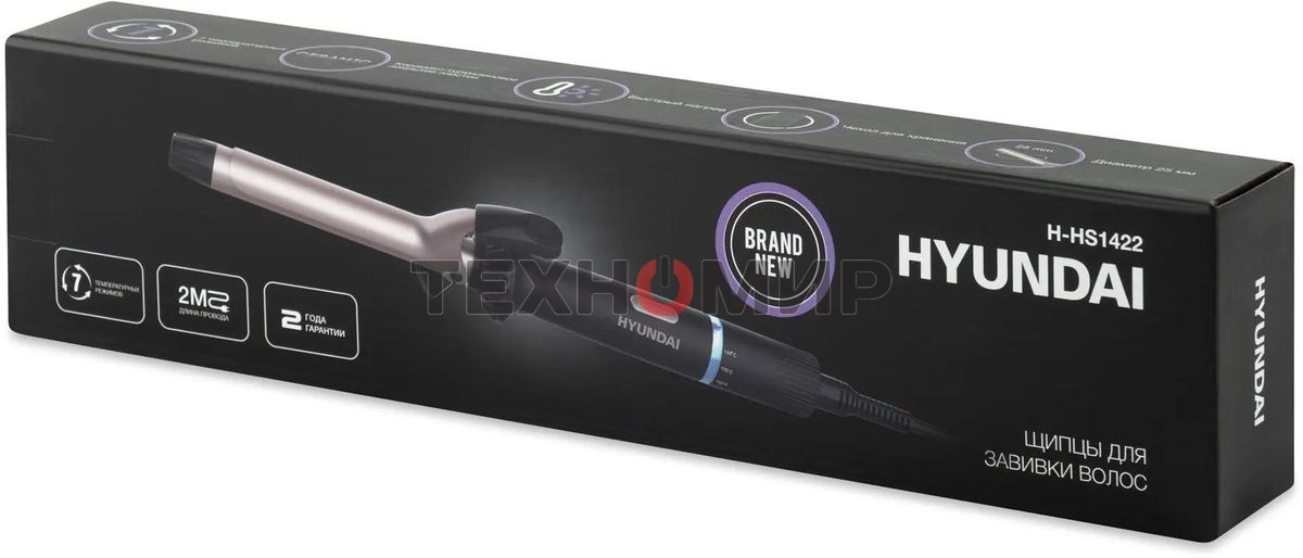 Щипцы Hyundai H-HS1422 40Вт макс.темп.:200С покрытие:керамико-турмалиновое черный