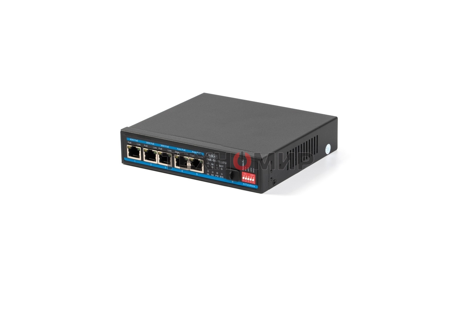 Коммутатор бесперебойный SKAT PoE-5E-1S UPS POE 120Вт порты: 5-Ethernet 1-Uplink