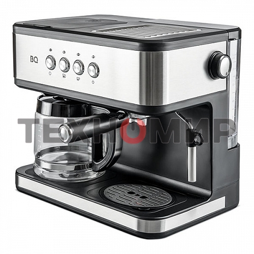 Кофеварка 2 в 1 BQ CM1005 сталь/черный, исп. кофе - молотый, 1.5 л, 1850 Вт, 15 бар