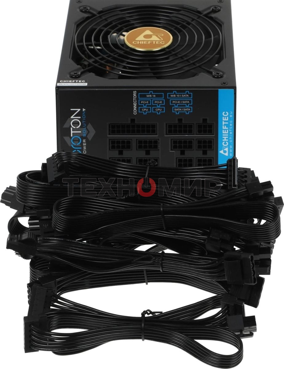 Блок питания Chieftec BDF-1000C, 1000Вт, 80 PLUS Bronze, 140мм, модульный, черный