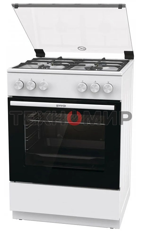 Плита газовая Gorenje GG6A11WF белый, конфорок 4 газовых, духовка 72 л, 60 см x 85 см x 60 см
