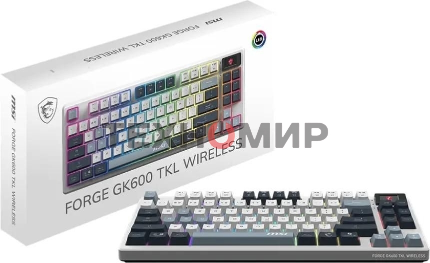 Клавиатура MSI Forge GK600 гибридная, Bluetooth, радиоканал, белый
